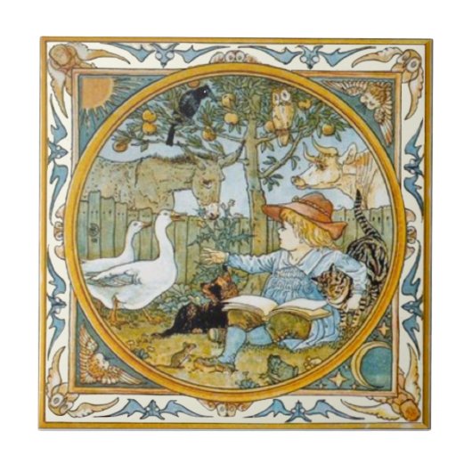 Kindlezen van dieren Walter Crane Repro Tegeltje (Voorkant)
