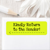 "Kindly keert terug naar de afzender!" Label (Insitu)