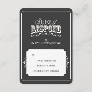 Kindly Reagly Chalkboard Style Wedding RSVP-kaart RSVP Kaartje