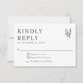 Kindly Reply Elegant Minimalist Wedding Formal RSVP Kaartje (Voorkant)