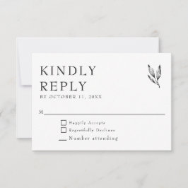 Kindly Reply Elegant Minimalist Wedding Formal RSVP Kaartje