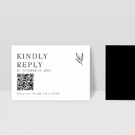 Kindly Reply Elegant Minimalist Wedding QR Code RSVP Kaartje