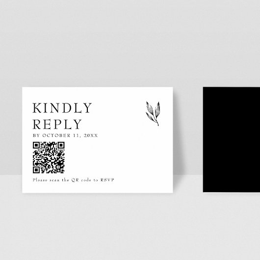 Kindly Reply Elegant Minimalist Wedding QR Code RSVP Kaartje