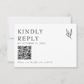 Kindly Reply Elegant Minimalist Wedding QR Code RSVP Kaartje (Voorkant)