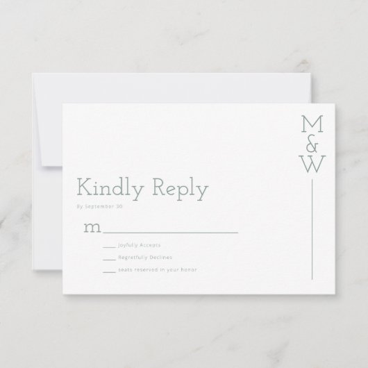 Kindly Reply Green RSVP Note Kaart Notitiekaartje (Voorkant)