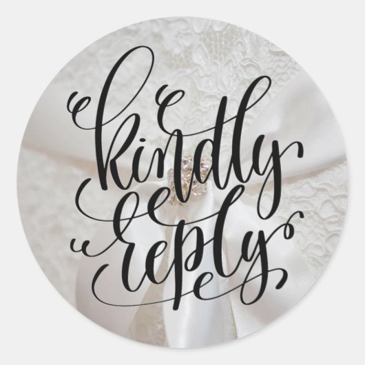 Kindly Reply Lacey Wedding Classic Round Sticker (Voorkant)