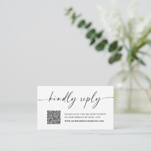 Kindly Reply Minimalist Wedding RSVP Enclosure Car Informatiekaartje (Staand voorkant)