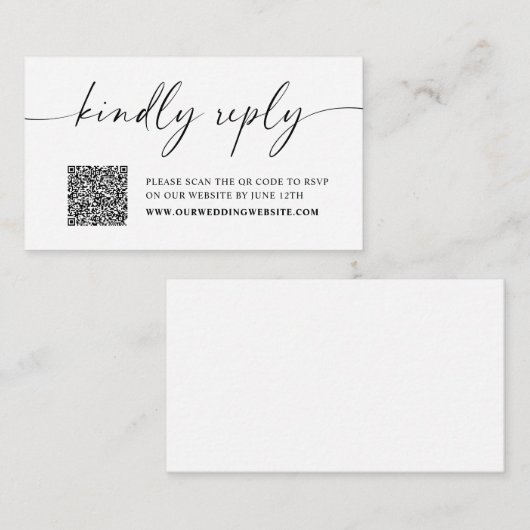 Kindly Reply Minimalist Wedding RSVP Enclosure Car Informatiekaartje (Voorkant / Achterkant)
