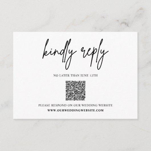 Kindly Reply Minimalist Wedding RSVP Enclosure Car Informatiekaartje (Voorkant)