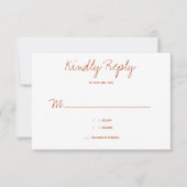 Kindly Reply Typography Burnt Oranje Wedding RSVP Kaartje (Voorkant)