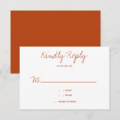 Kindly Reply Typography Burnt Oranje Wedding RSVP Kaartje (Voorkant / Achterkant)