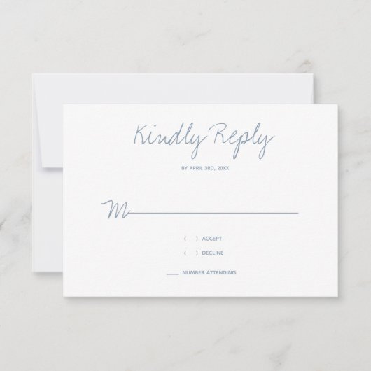 Kindly Reply Typography Dusty Blue Wedding (Voorkant)