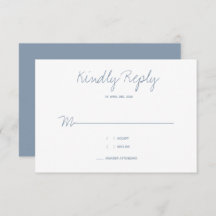 Kindly Reply Typography Dusty Blue Wedding