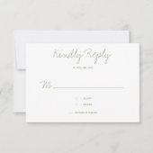 Kindly Reply Typography Sage Wedding RSVP Kaartje (Voorkant)