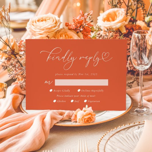 Kindly Reply Verona Sunset Kalligrafie QR-code RSVP Kaartje