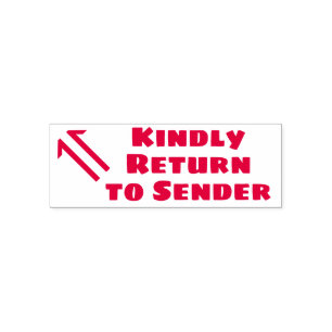 "Kindly Return to Sender" & Arrow Rubber Stamp Zelfinktende Stempel