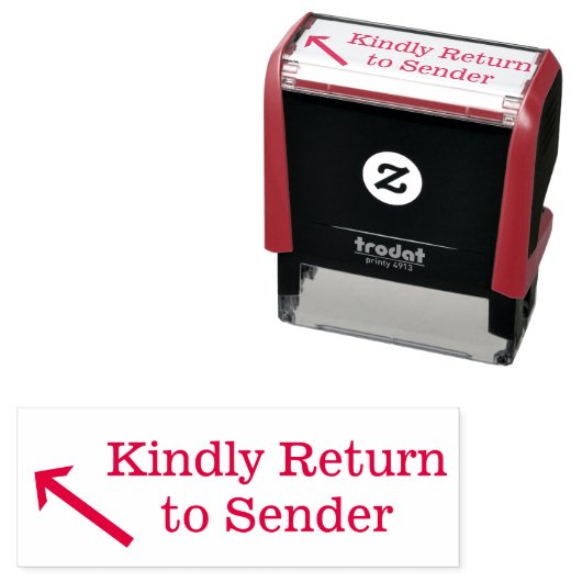 "Kindly Return to Sender" + Pijl-rubberen stempel (In situ)