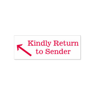 "Kindly Return to Sender" + Pijl-rubberen stempel