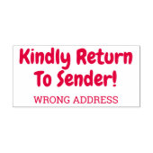 "Kindly Return to Sender!", "WRONG ADDRESS" Zelfinktende Stempel (Design)