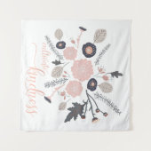 Kindness afspeelbare botanische roze bloemen kweke wandkleed (Voorkant (horizontaal))