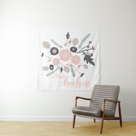 Kindness afspeelbare botanische roze bloemen kweke wandkleed (In situ)