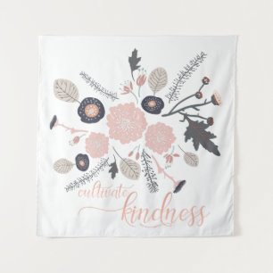 Kindness afspeelbare botanische roze bloemen kweke wandkleed