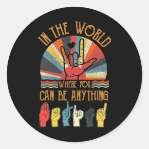 Kindness Autism Awareness Month ASL Ronde Sticker