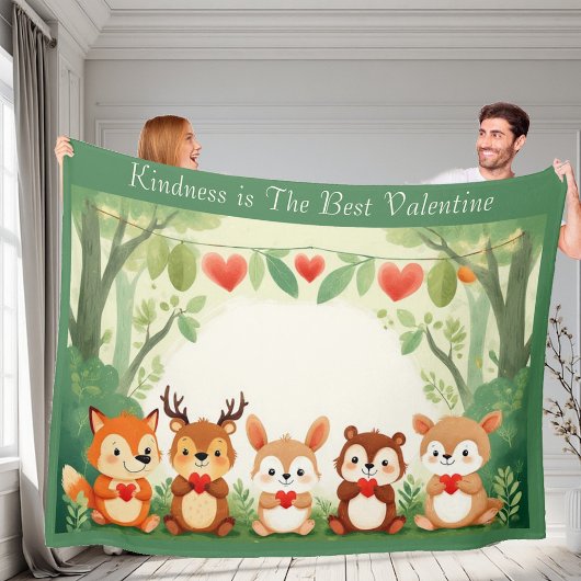 Kindness Best Valentine Nursery Woodland Animals  Fleece Deken