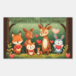 Kindness Best Valentine Woodland Animals Birthday  Rechthoekige Sticker