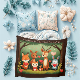 Kindness Best Valentine Woodland Animals Nursery Fleece Deken