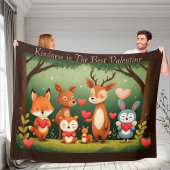 Kindness Best Valentine Woodland Animals Nursery  Fleece Deken