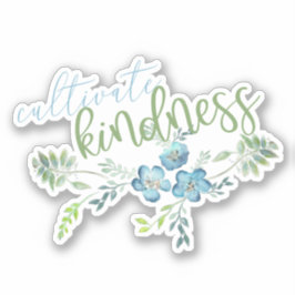 Kindness Boho Blue Flowers Sticker kweken