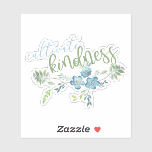 Kindness Boho Blue Flowers Sticker kweken (Vel)