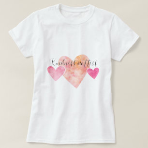 Kindness doet roze Waterverf harten T-shirt