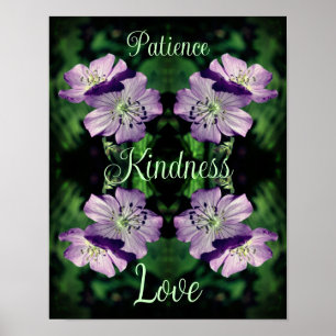 Kindness Geranium Flowers Abstract Inspirerend Poster