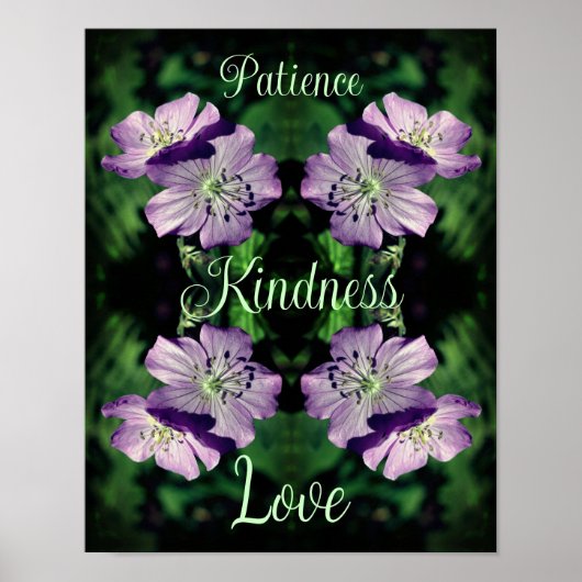 Kindness Geranium Flowers Abstract Inspirerend Poster (Voorkant)
