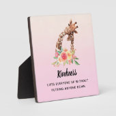 Kindness Gezegde met Cute Giraffe Mam & Baby Fotoplaat (Voorkant)