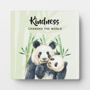 Kindness Gezegde met Cute Panda Beren Cuddling Fotoplaat