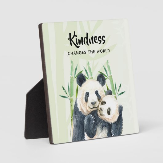 Kindness Gezegde met Cute Panda Beren Cuddling Fotoplaat (Voorkant)