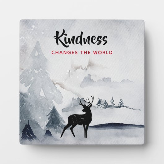 Kindness Gezegde met Majestic Deer Waterverf Fotoplaat (Voorkant)