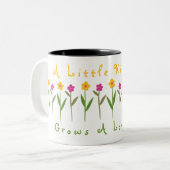 Kindness Grows Flowers Inspirerend Tweekleurige Koffiemok (Voorkant links)