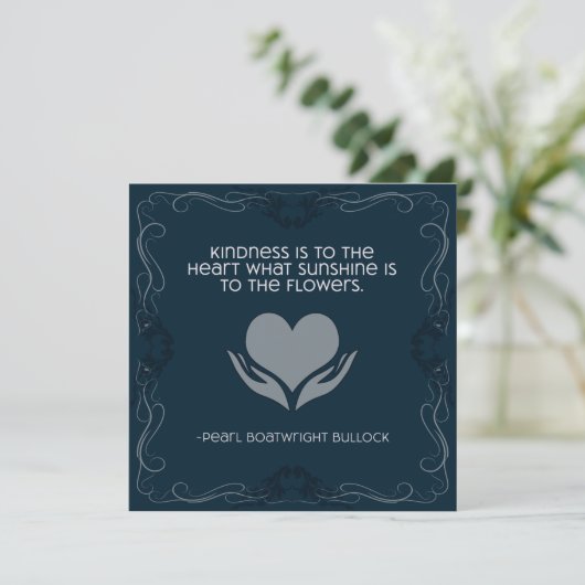 Kindness Inspirerend Note Card in Blue Save The Date (Staand voorkant)