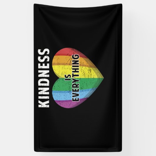 Kindness is alles wat LGBT Rainbow Flag Heart is Spandoek (Verticaal)
