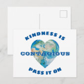 KINDNESS IS CONTAGIODIEKE PAS OP Aarde, hartblauw Briefkaart (Voorkant / Achterkant)