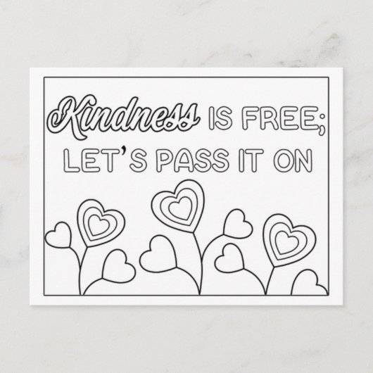 Kindness is gratis kleuren briefkaart (Voorkant)