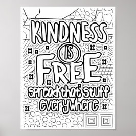 Kindness is gratis - kleurpagina poster