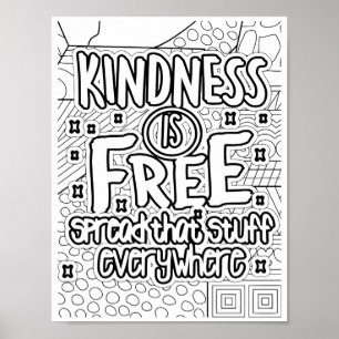 Kindness is gratis - kleurpagina poster
