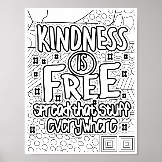 Kindness is gratis - kleurpagina poster (Voorkant)
