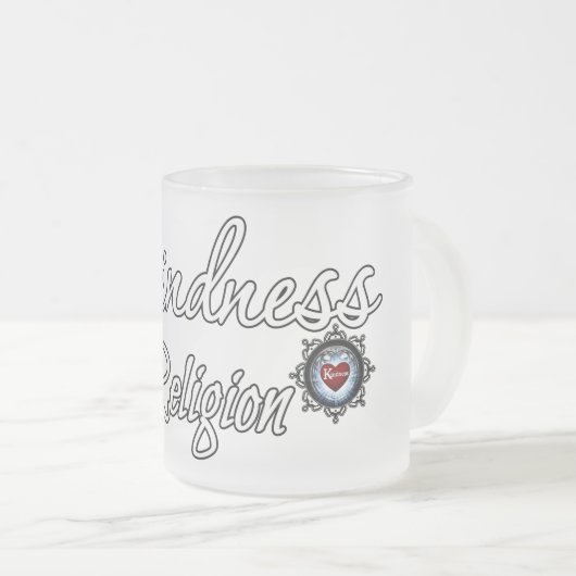 Kindness is mijn religie matglas koffiemok (Voorkant rechts)