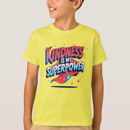 "Kindness Is My Superpower" Boys’ T-Shirt (Voorkant)